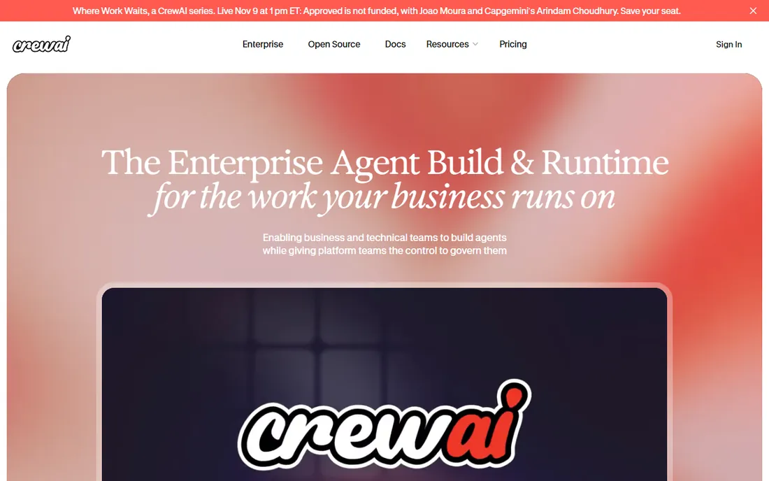 CrewAI homepage