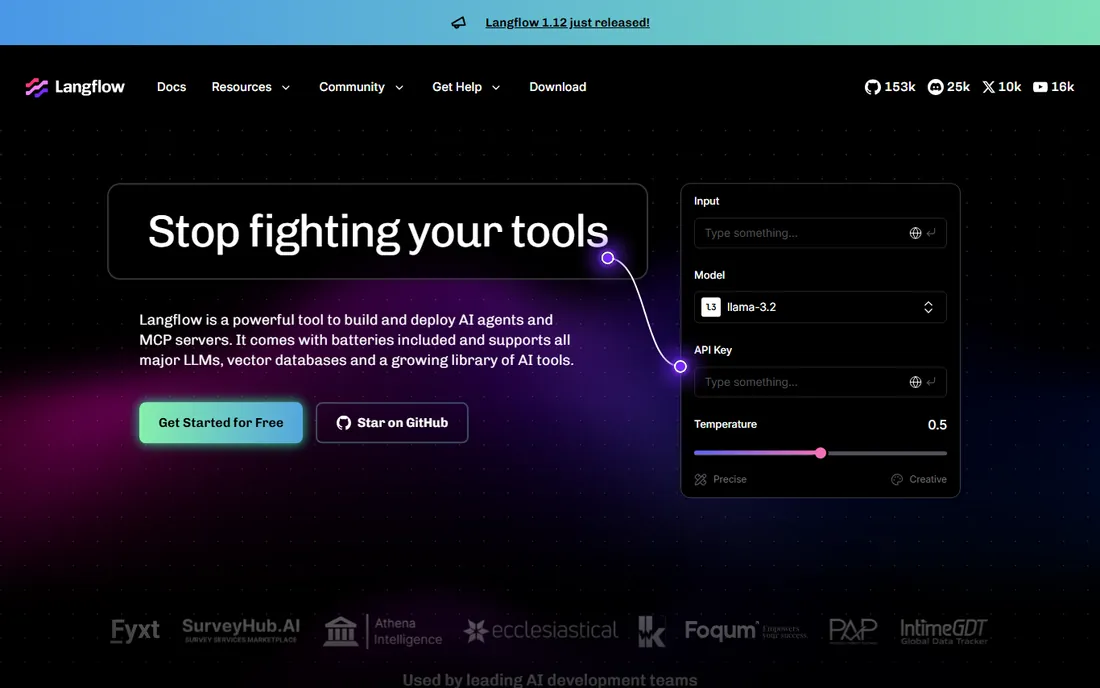 Langflow homepage