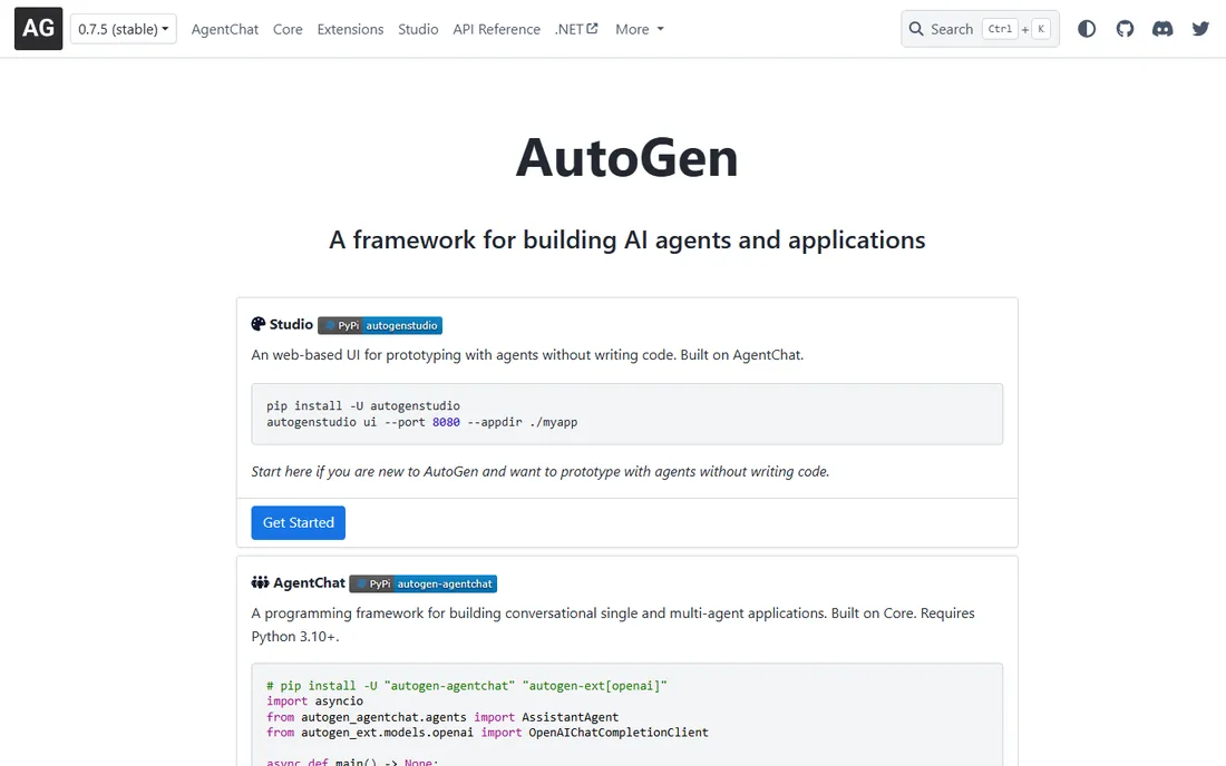AutoGen homepage