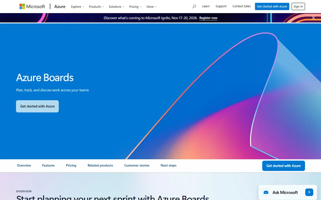Azure DevOps (Azure Boards) homepage