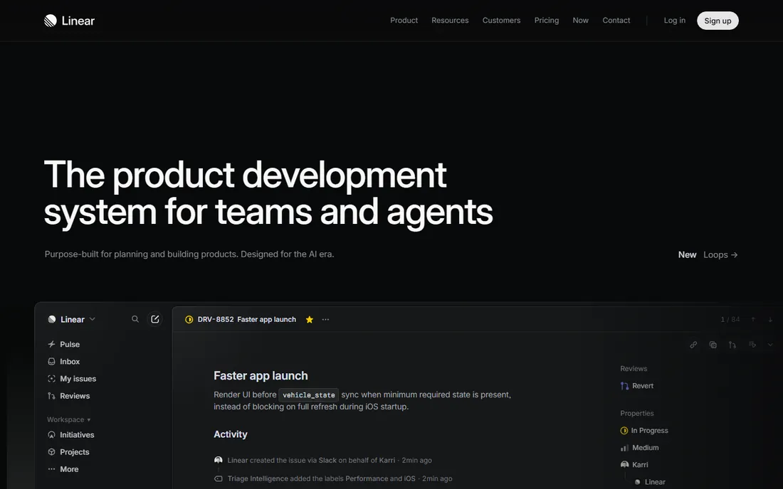 Linear homepage