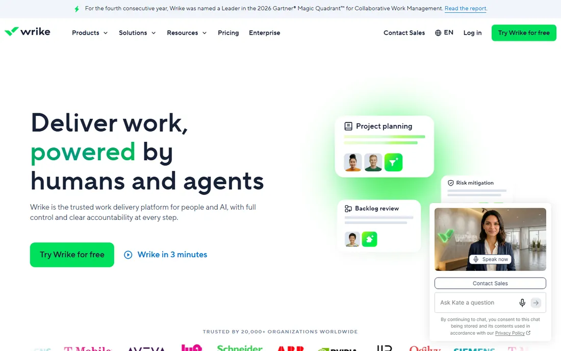 Wrike homepage