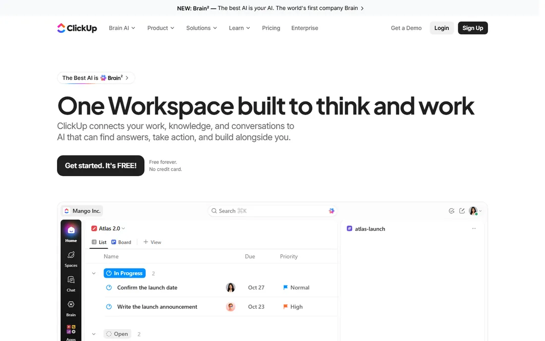 ClickUp homepage