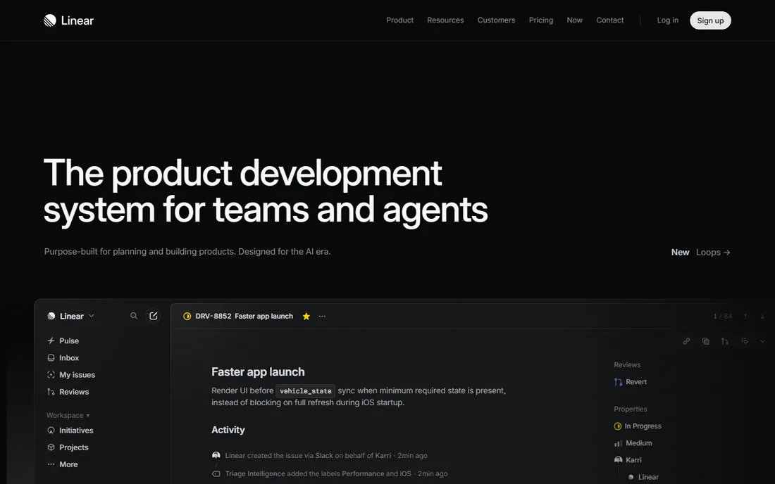 Linear homepage