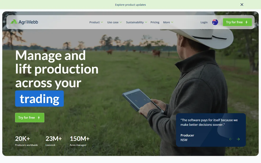 AgriWebb homepage