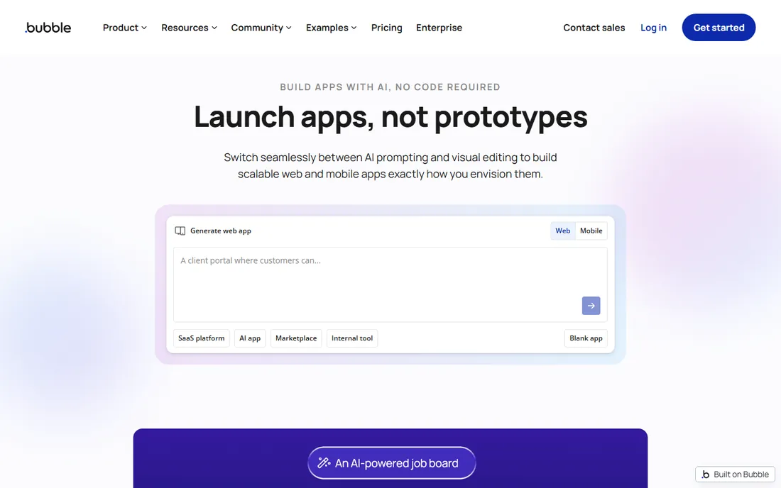Bubble homepage