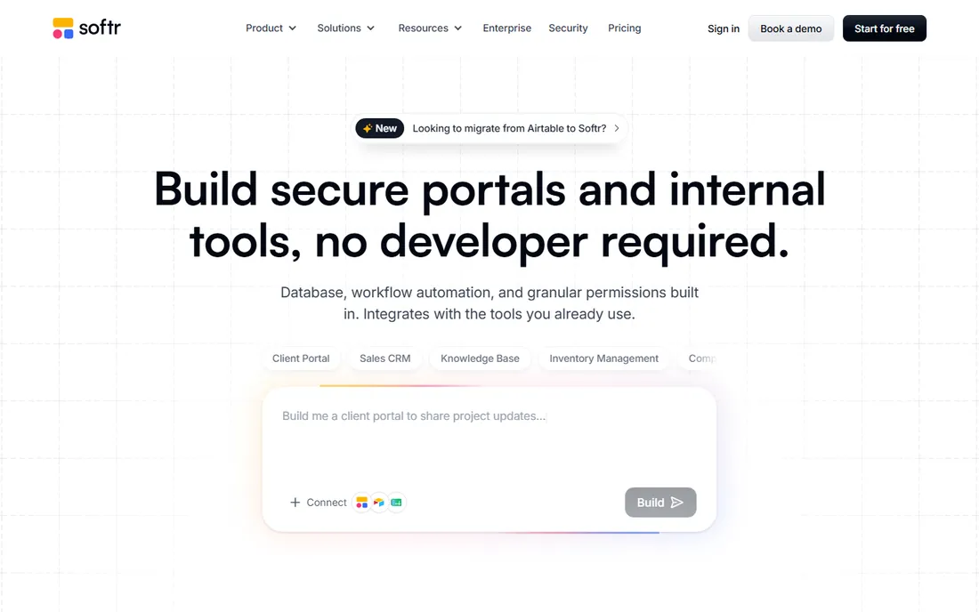 Softr homepage