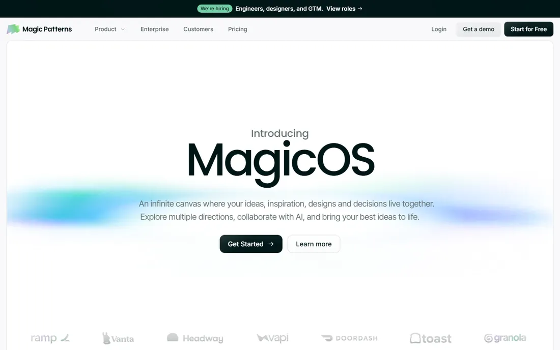 Magic Patterns homepage