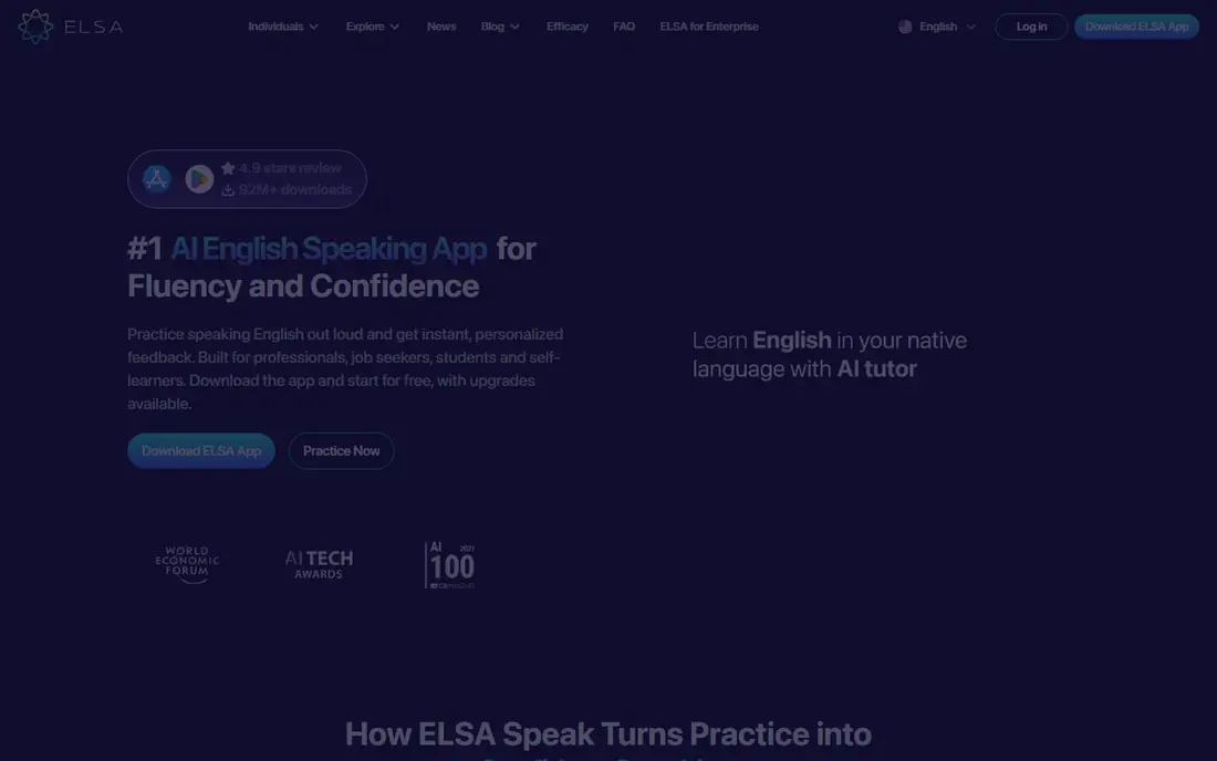 ELSA Speak homepage
