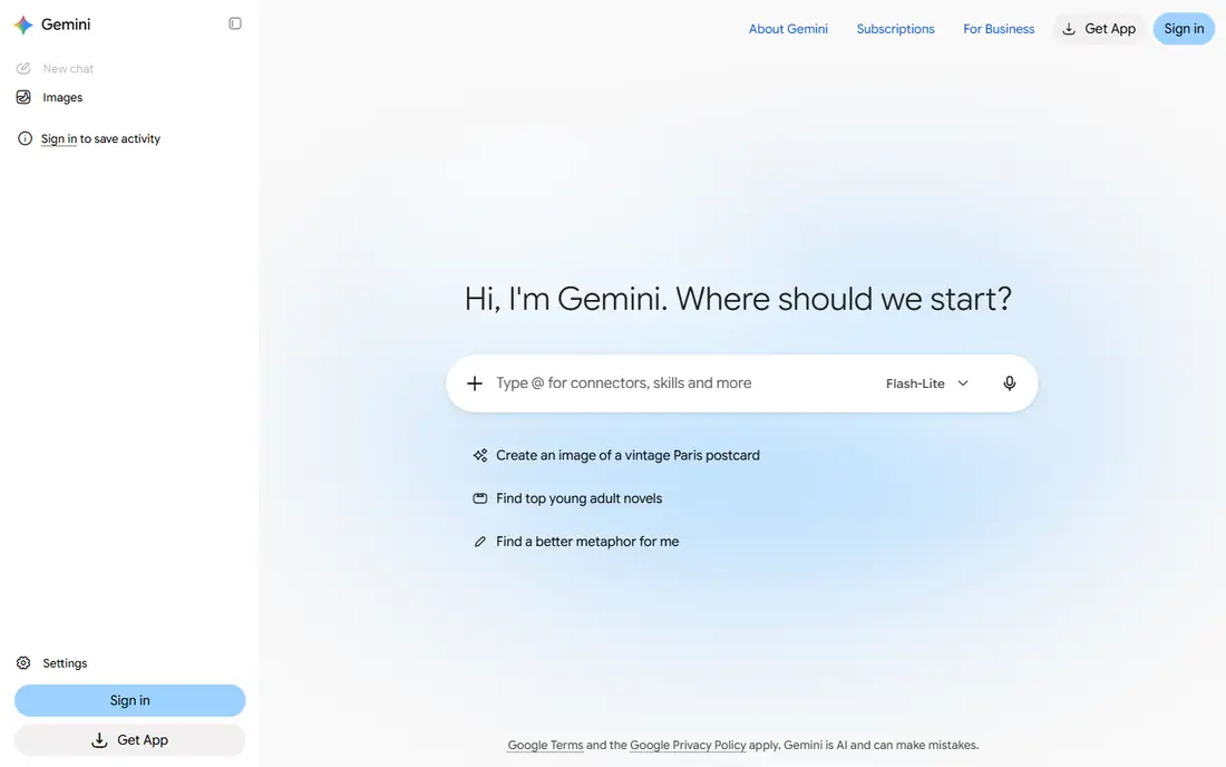 Gemini homepage