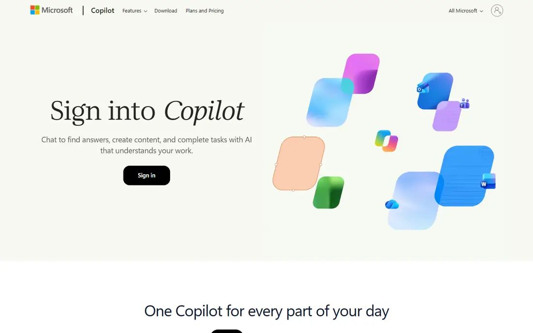 Microsoft Copilot homepage