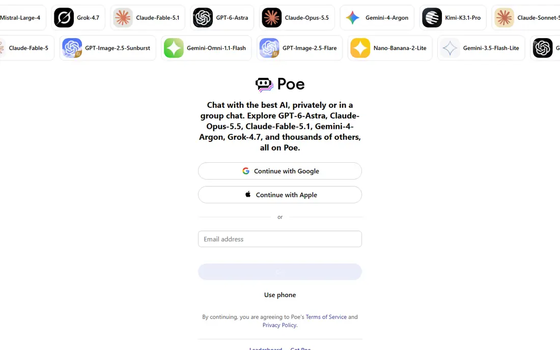 Poe homepage