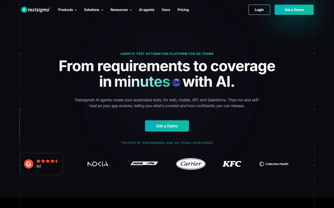 Testsigma homepage