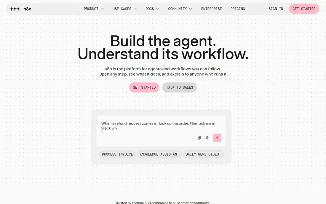n8n homepage