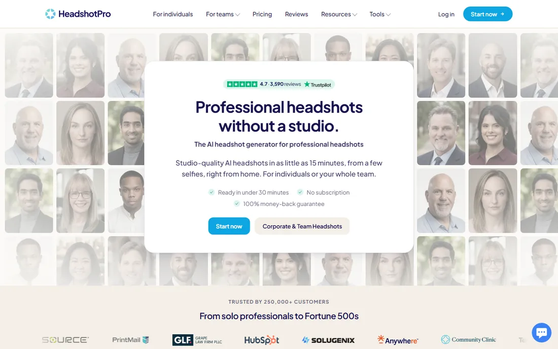 HeadshotPro homepage