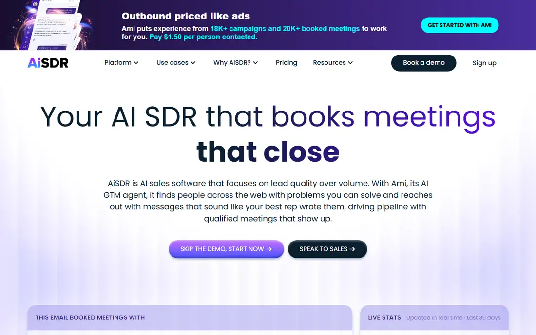 AiSDR homepage