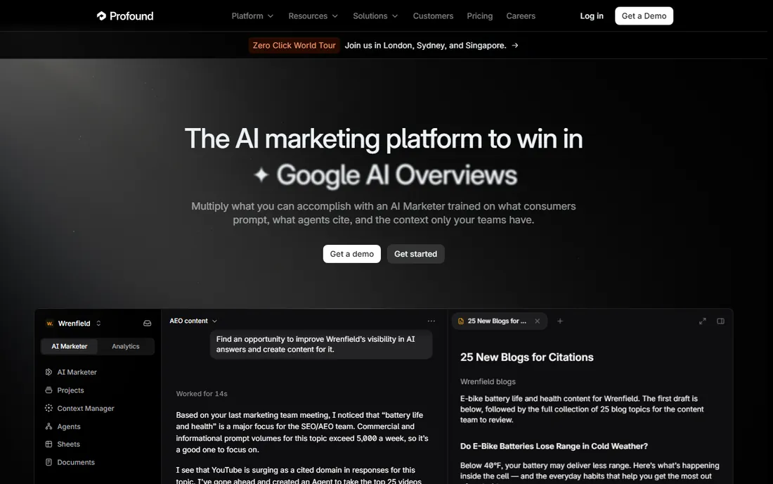 Profound homepage