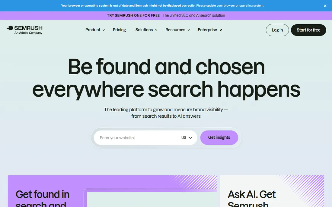 Semrush homepage