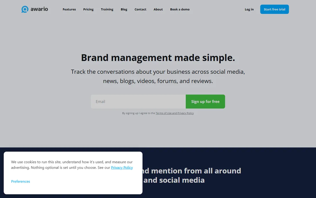 Awario homepage
