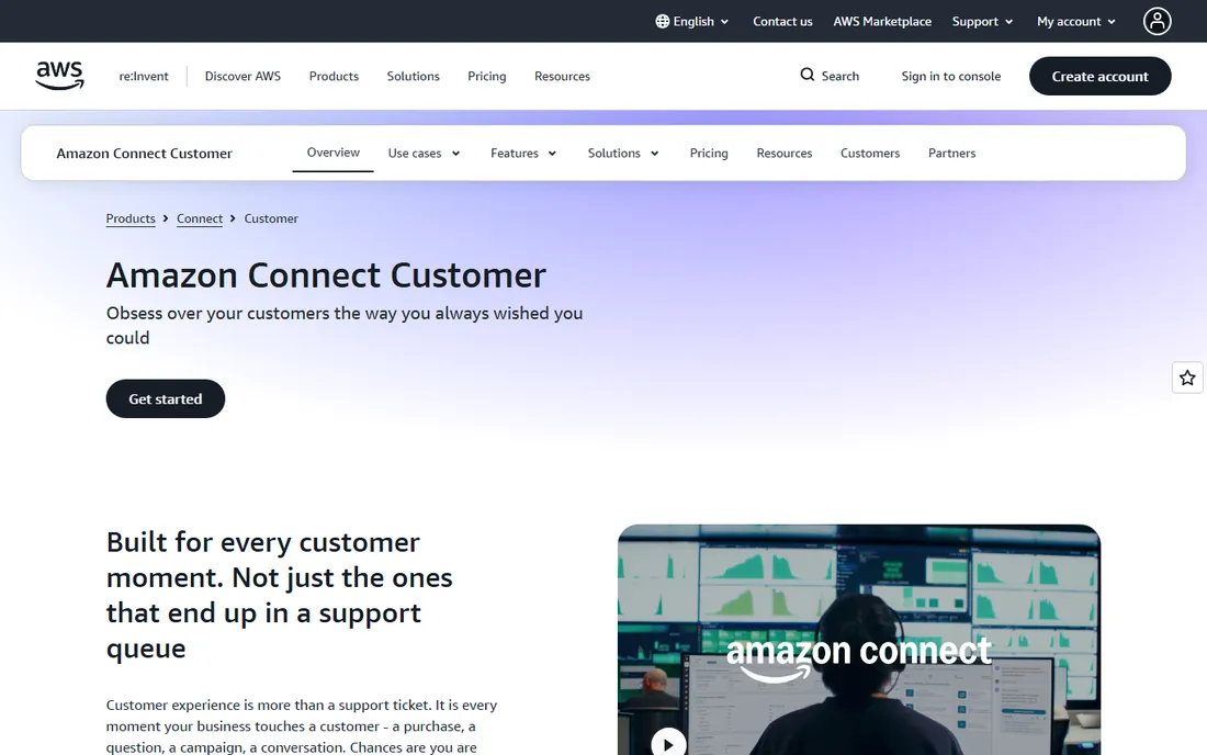 Amazon Connect homepage