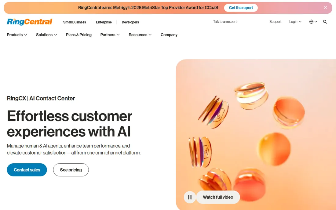 RingCX (RingCentral) homepage