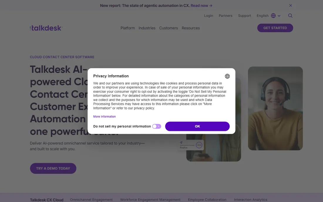 Talkdesk homepage