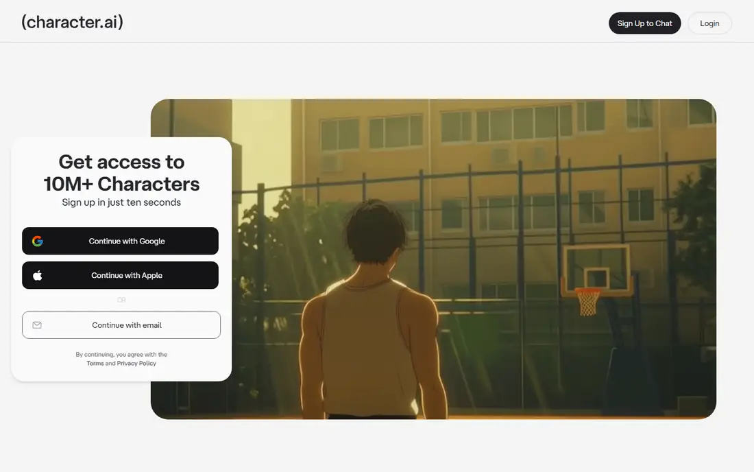 Character.AI homepage