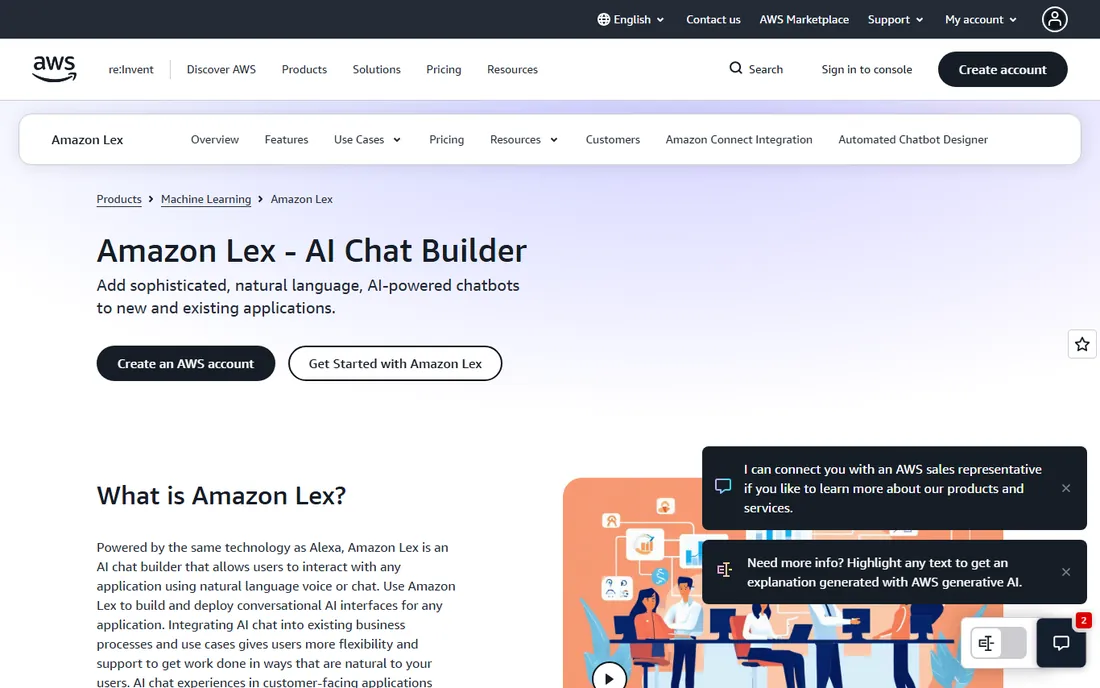 Amazon Lex homepage