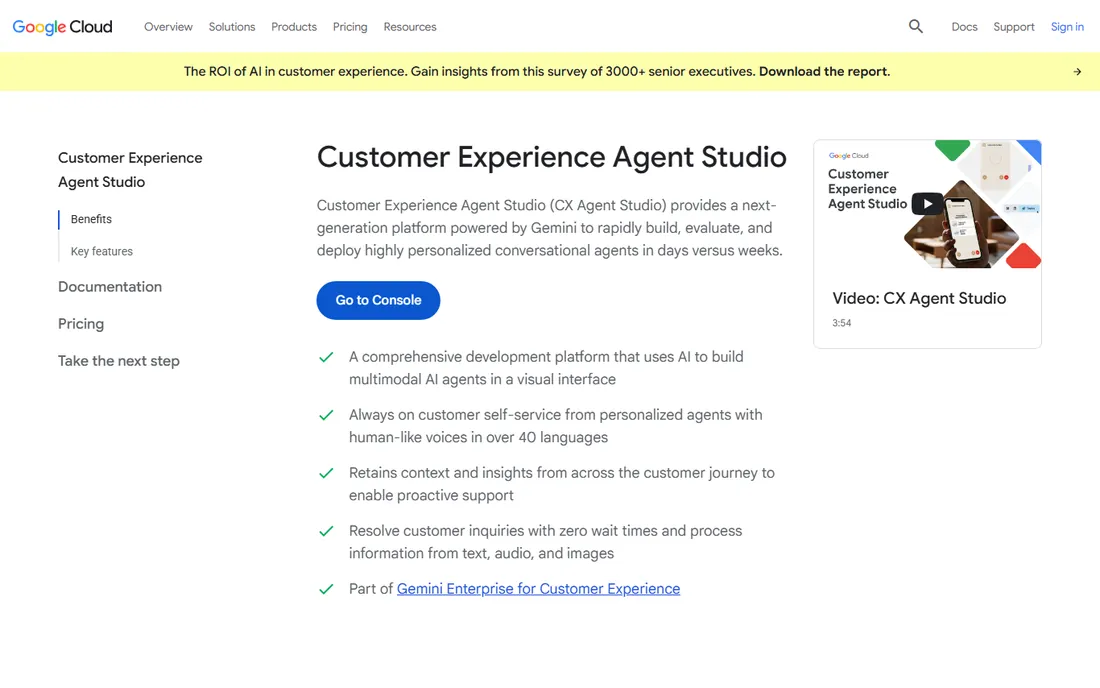 Google Dialogflow homepage