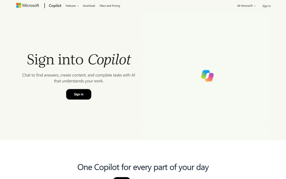 Microsoft Copilot homepage