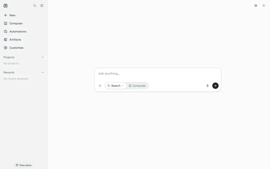 Perplexity homepage