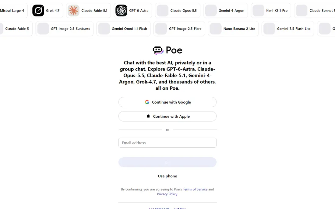 Poe homepage