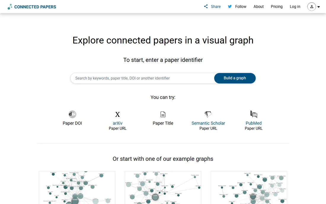 Connected Papers homepage