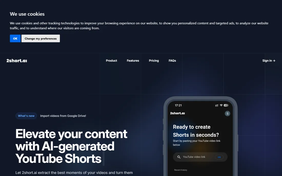 2short.ai homepage