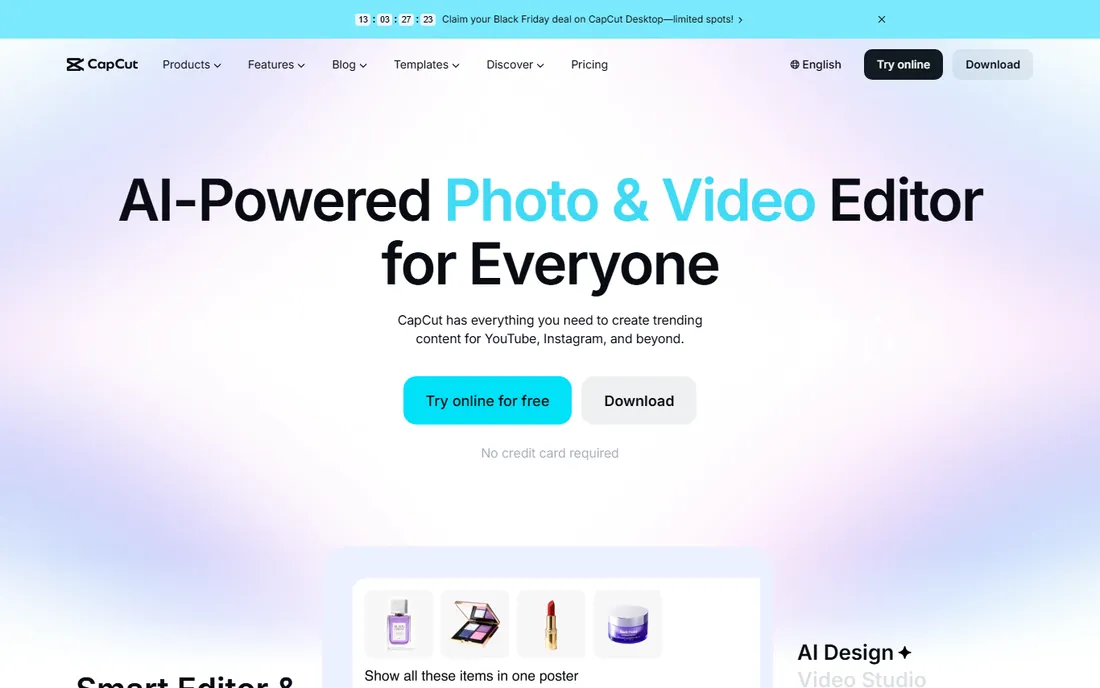 CapCut homepage
