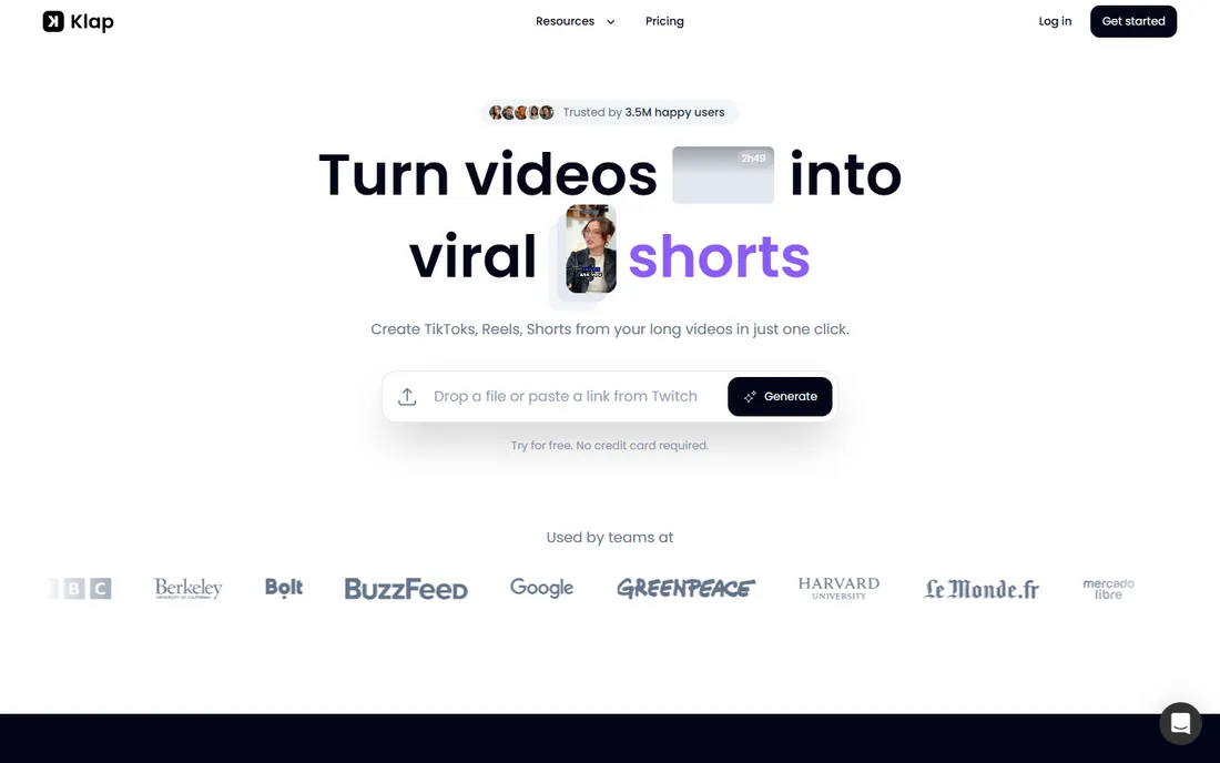 Klap homepage