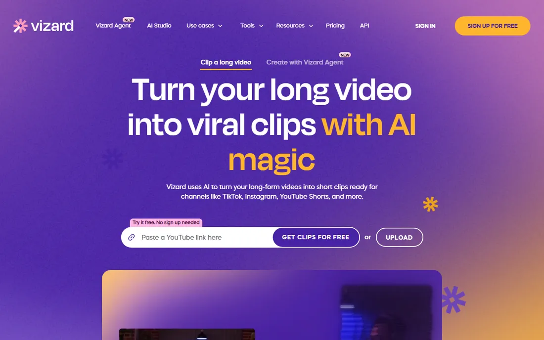 Vizard homepage