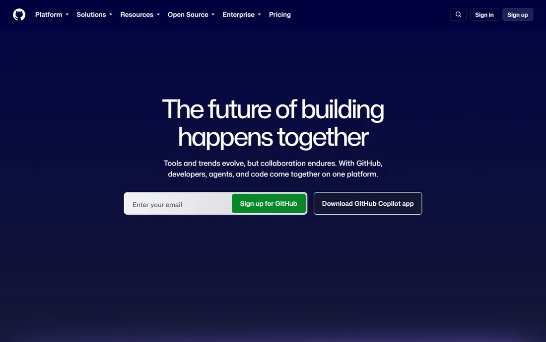 GitHub Copilot homepage