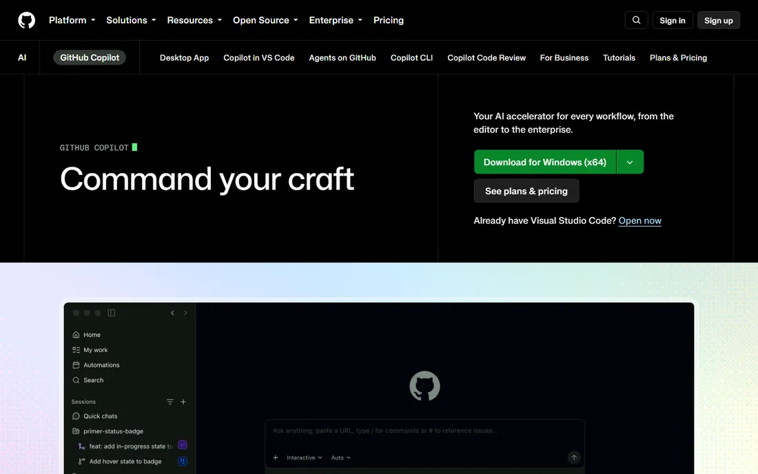 GitHub Copilot homepage