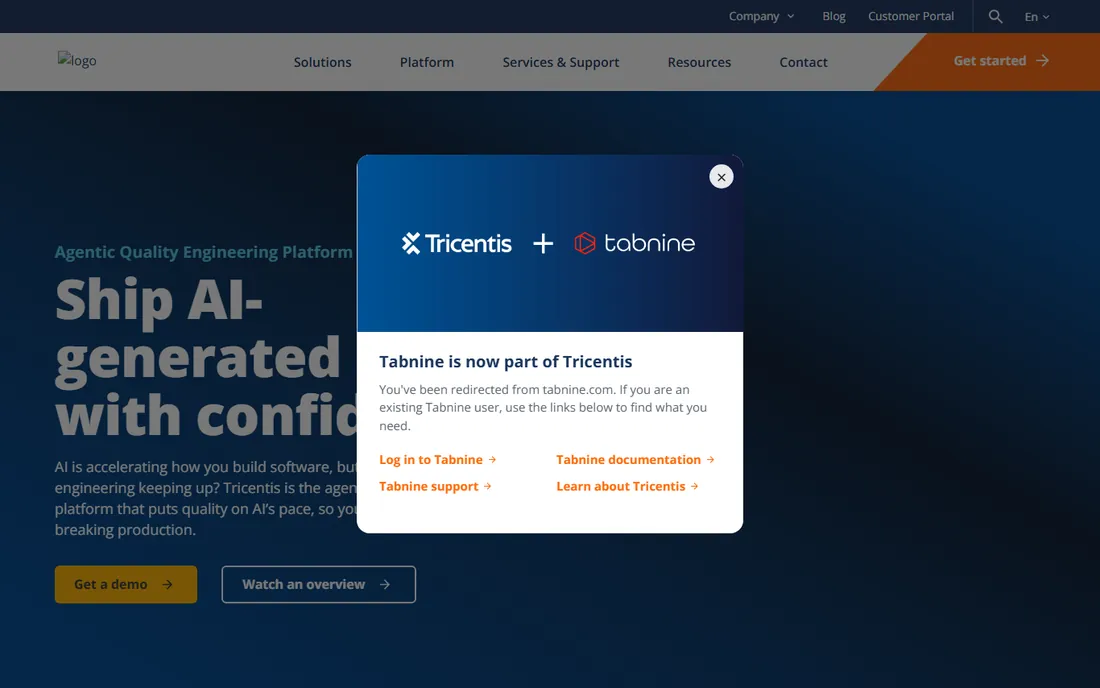Tabnine homepage