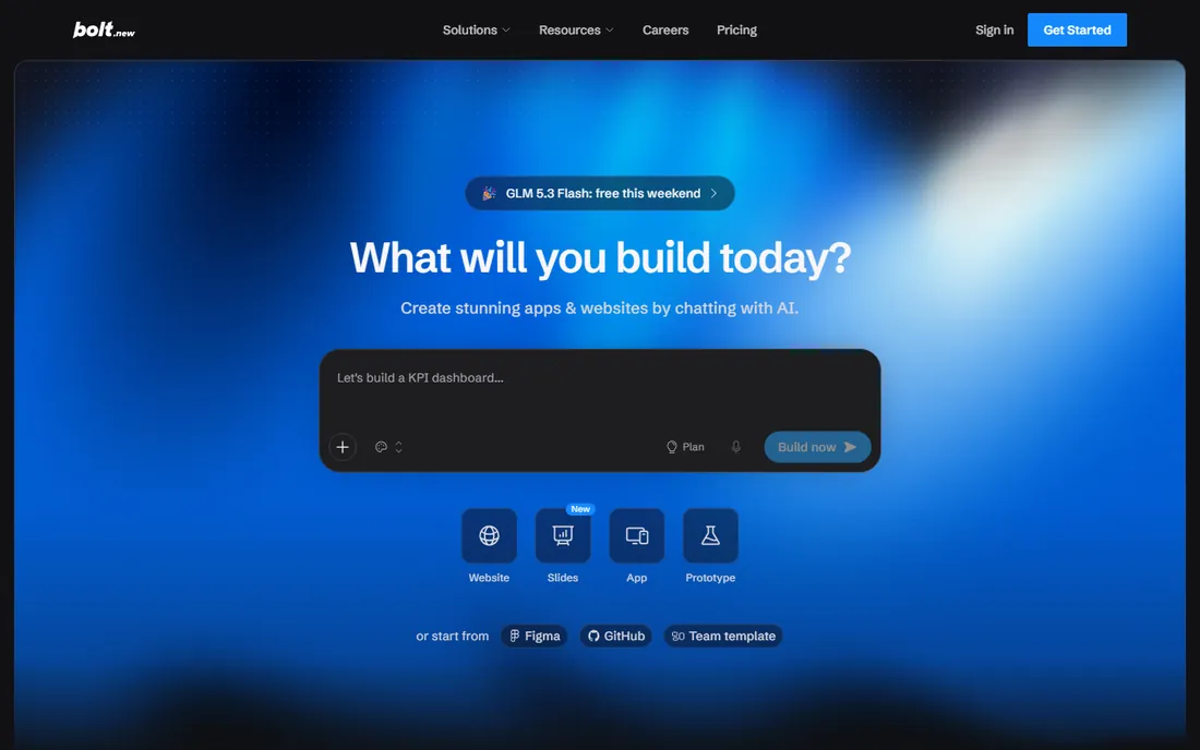 Bolt.new homepage