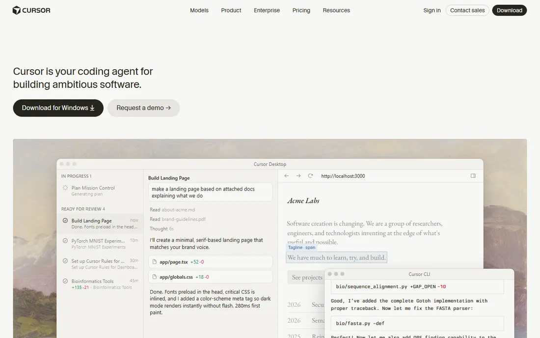 Cursor homepage