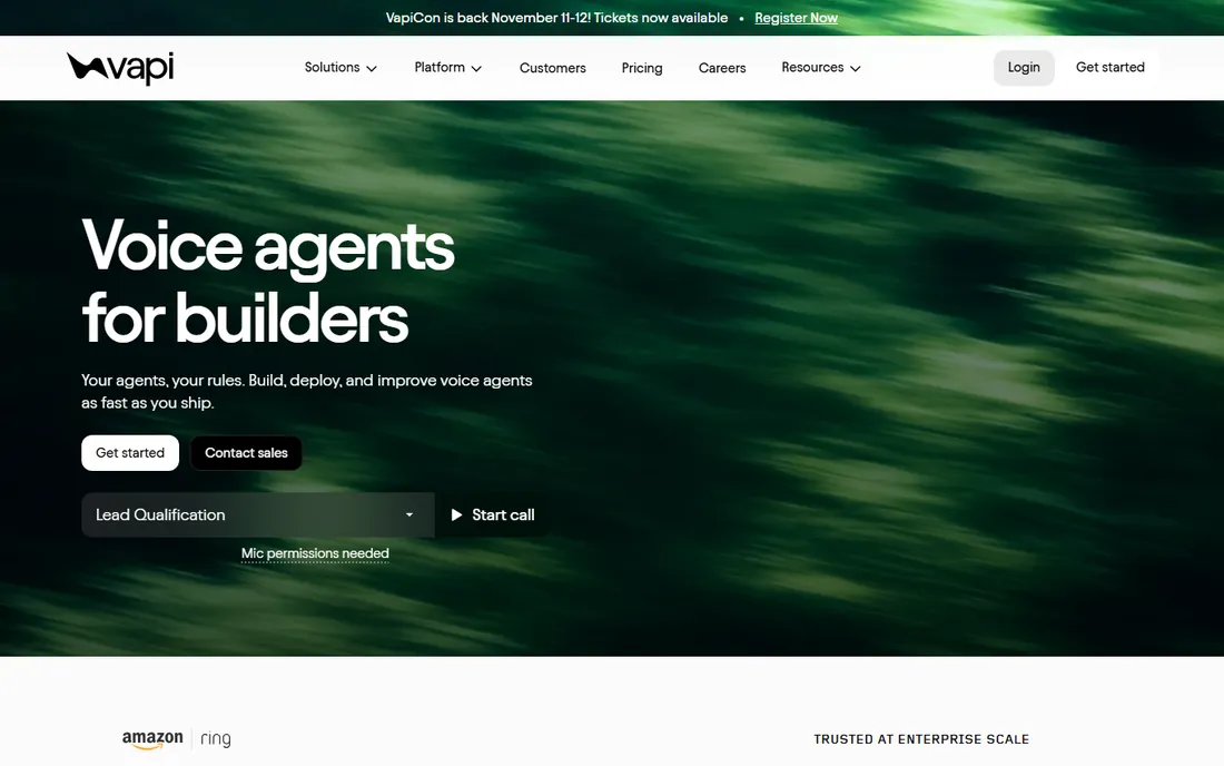 Vapi homepage