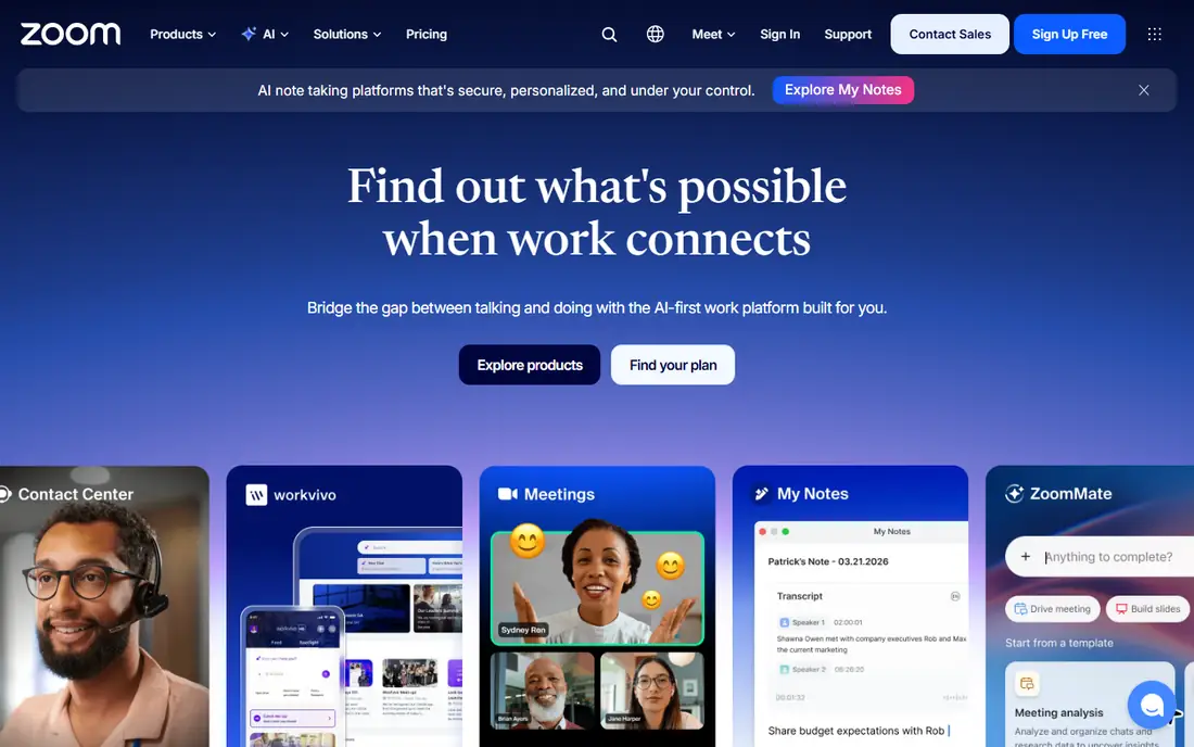 Zoom AI Companion homepage