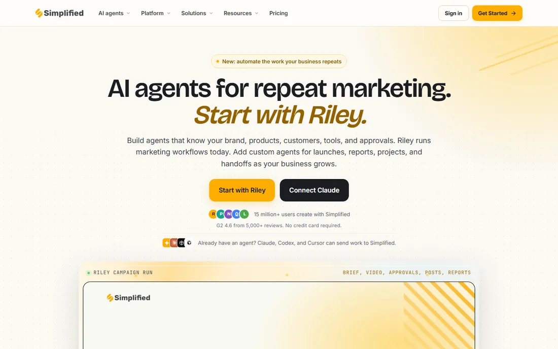 Simplified homepage