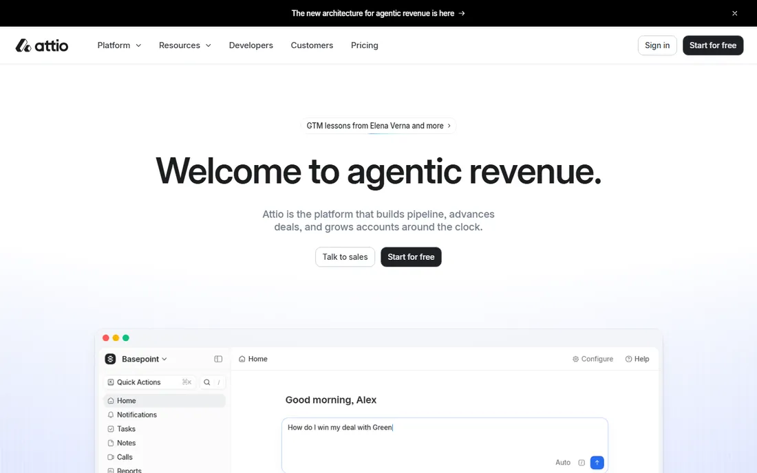Attio homepage