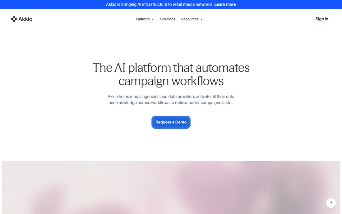 Akkio homepage