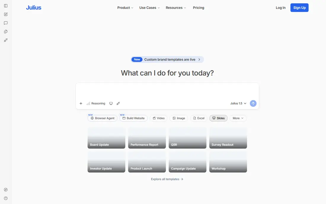 Julius AI homepage