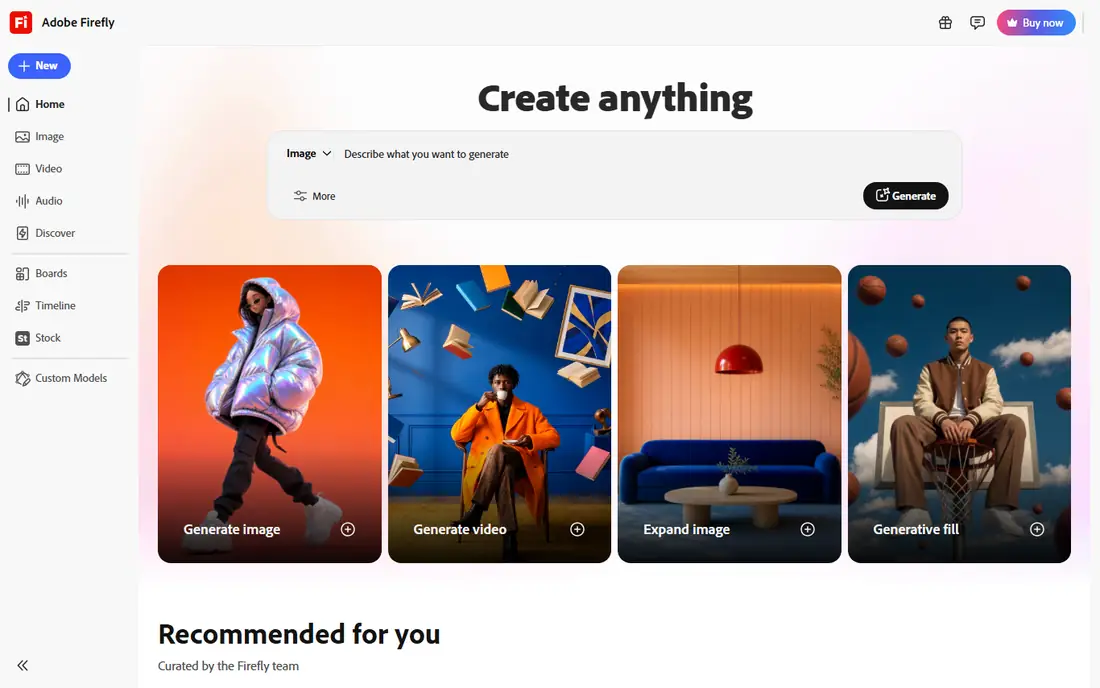 Adobe Firefly homepage