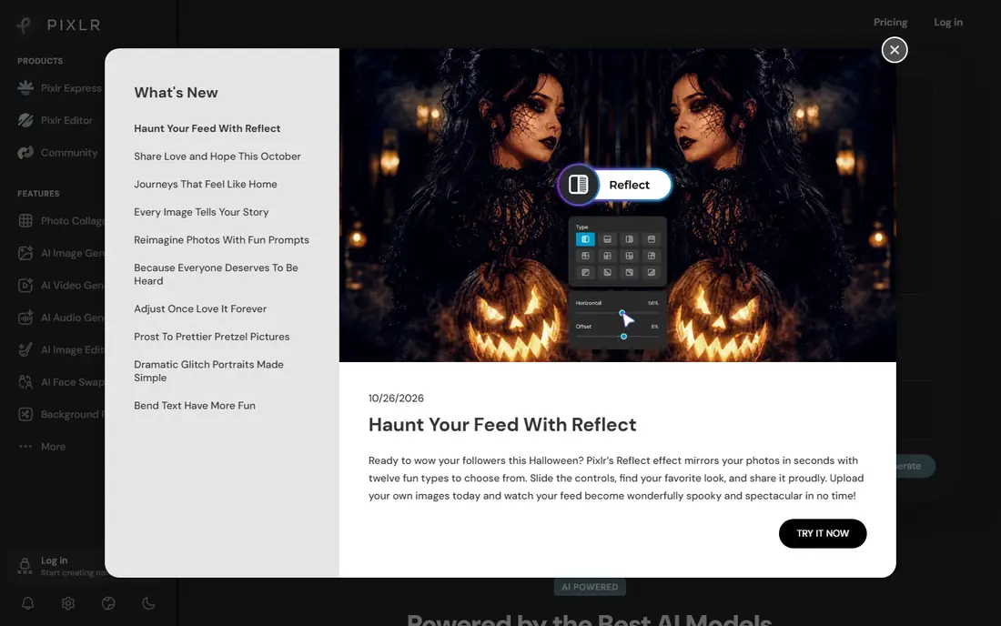Pixlr homepage